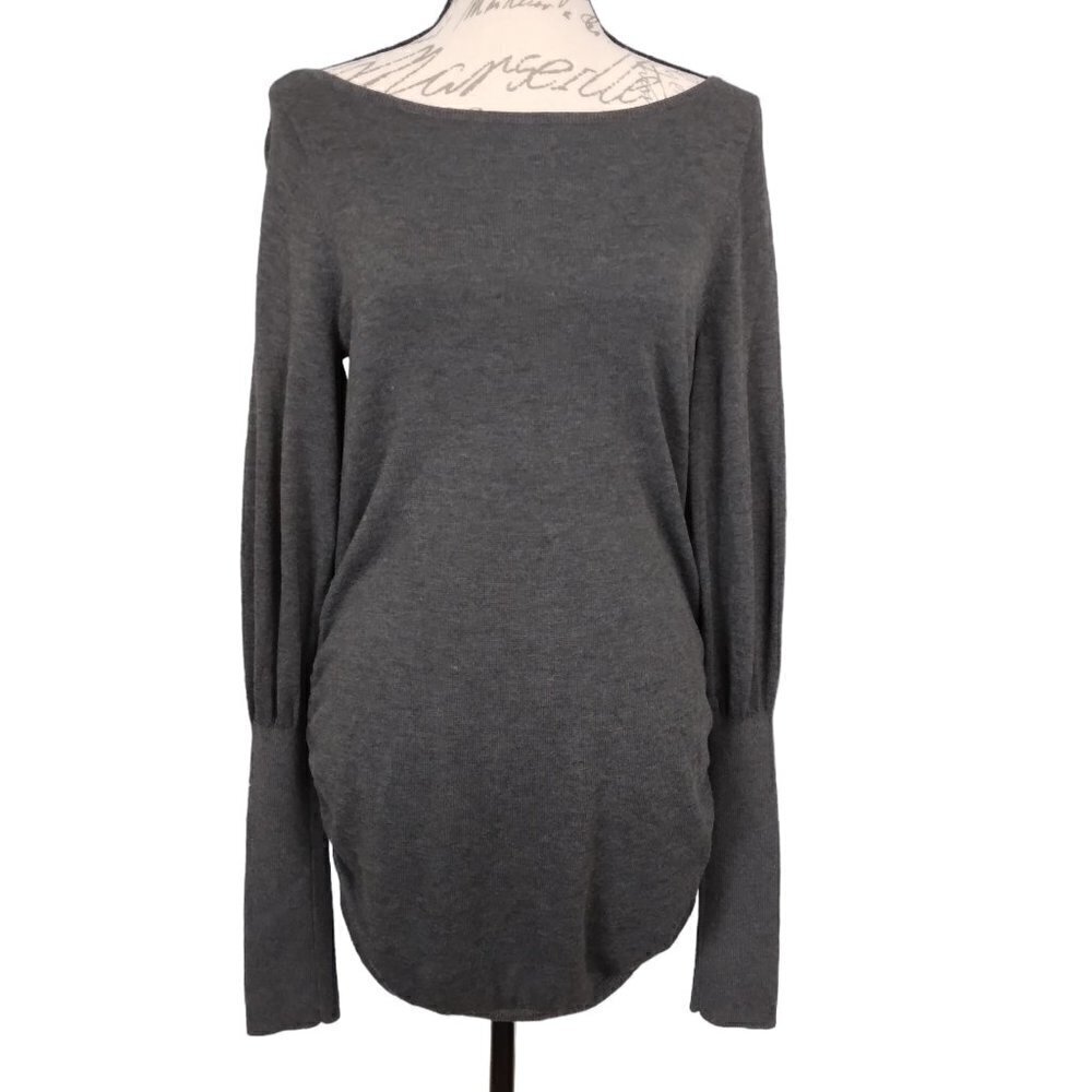 Pea In the Pod | NWT Wool Blend Shirred Tunic Sweater Long Sleeve Gray | Size M